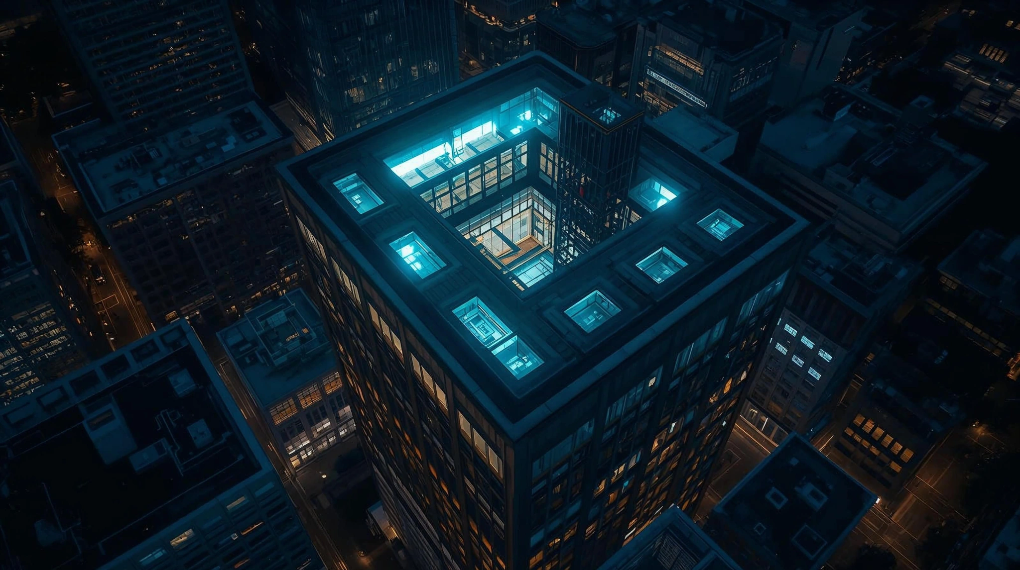 Top-view architecture visualization symbolizing the Genre Deep Dive Framework structure.