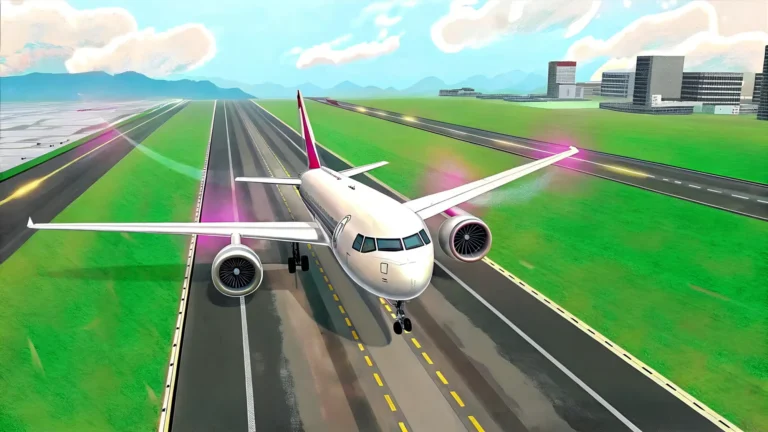 Airport controller simulation game showing airplane runway management