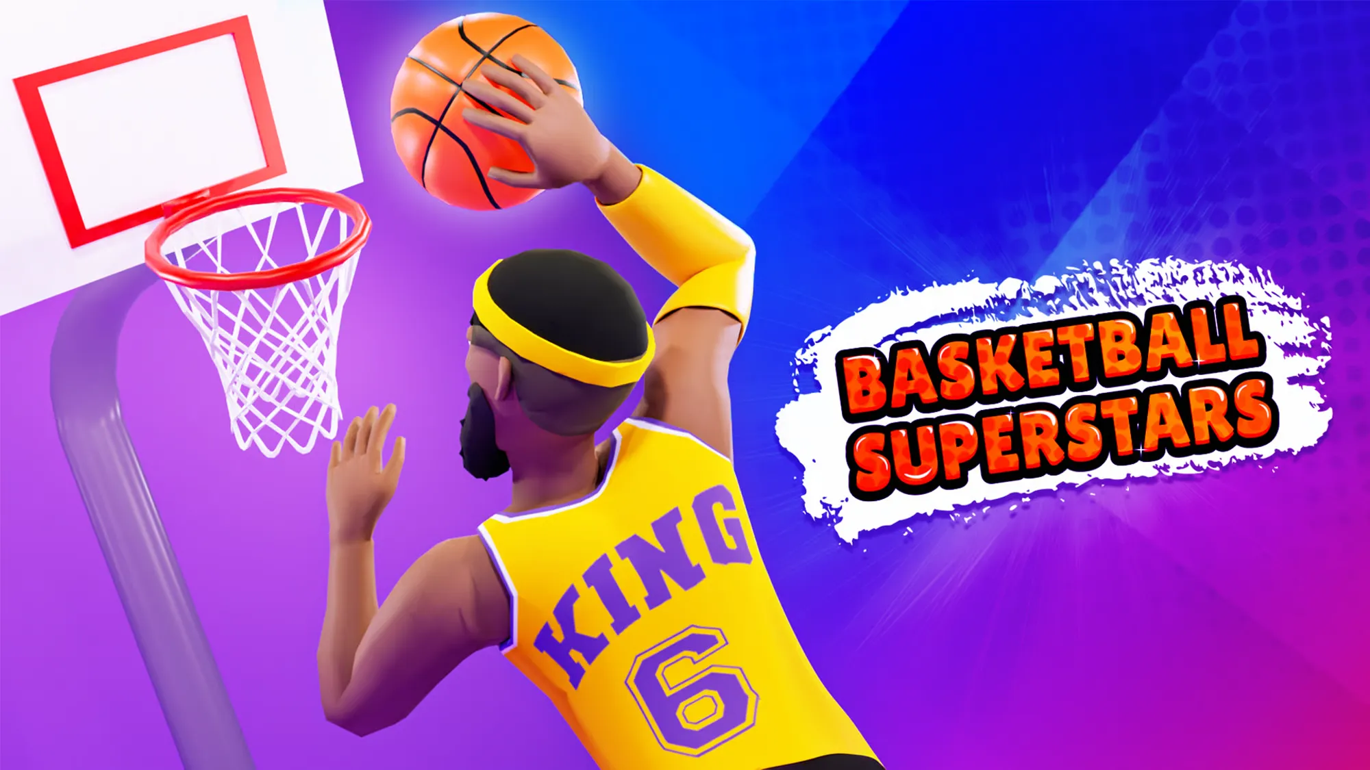Basketball Superstars arcade basketball game with a player jumping for a dunk