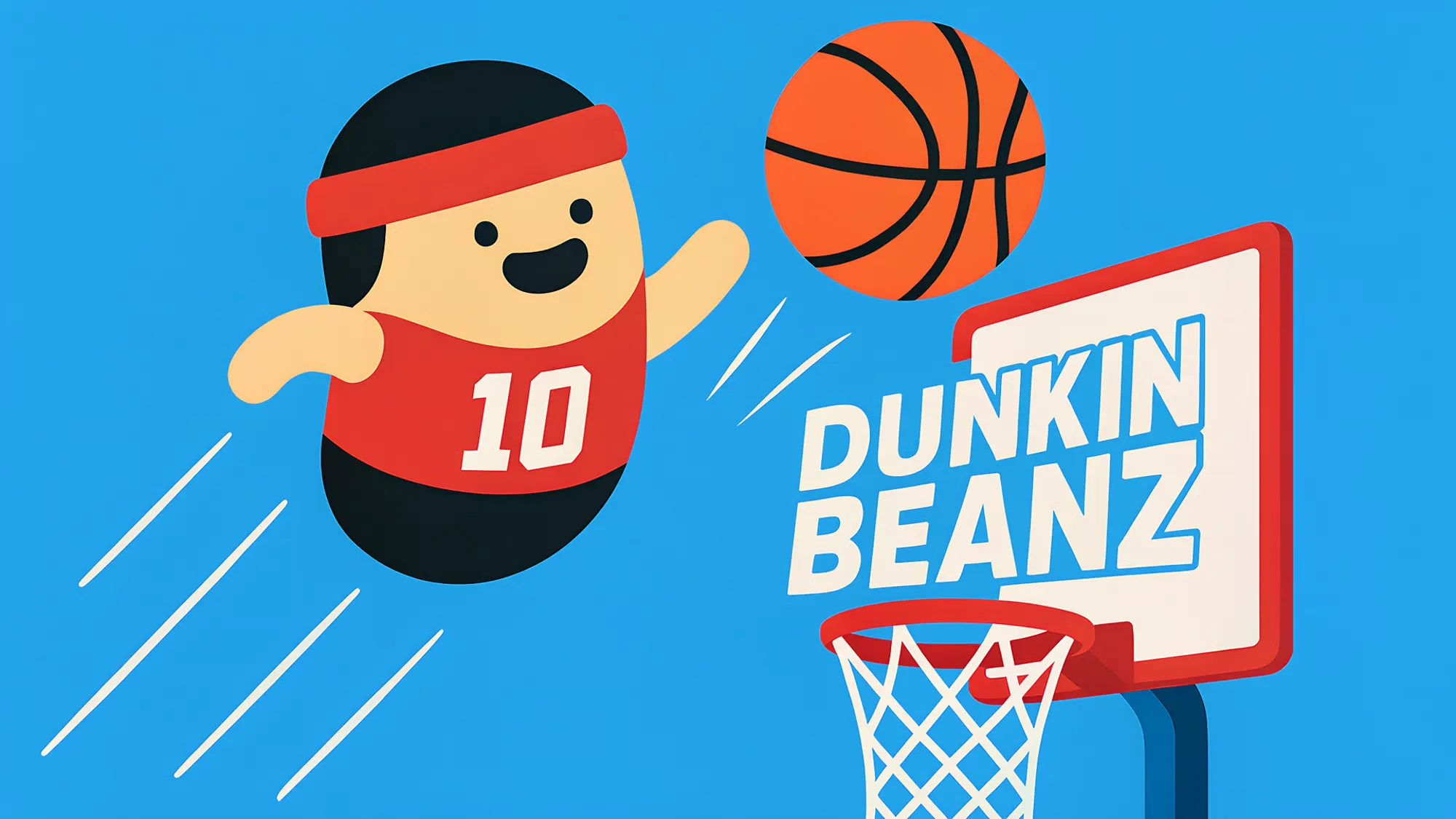 Arcade basketball game character jumping to score a dunk