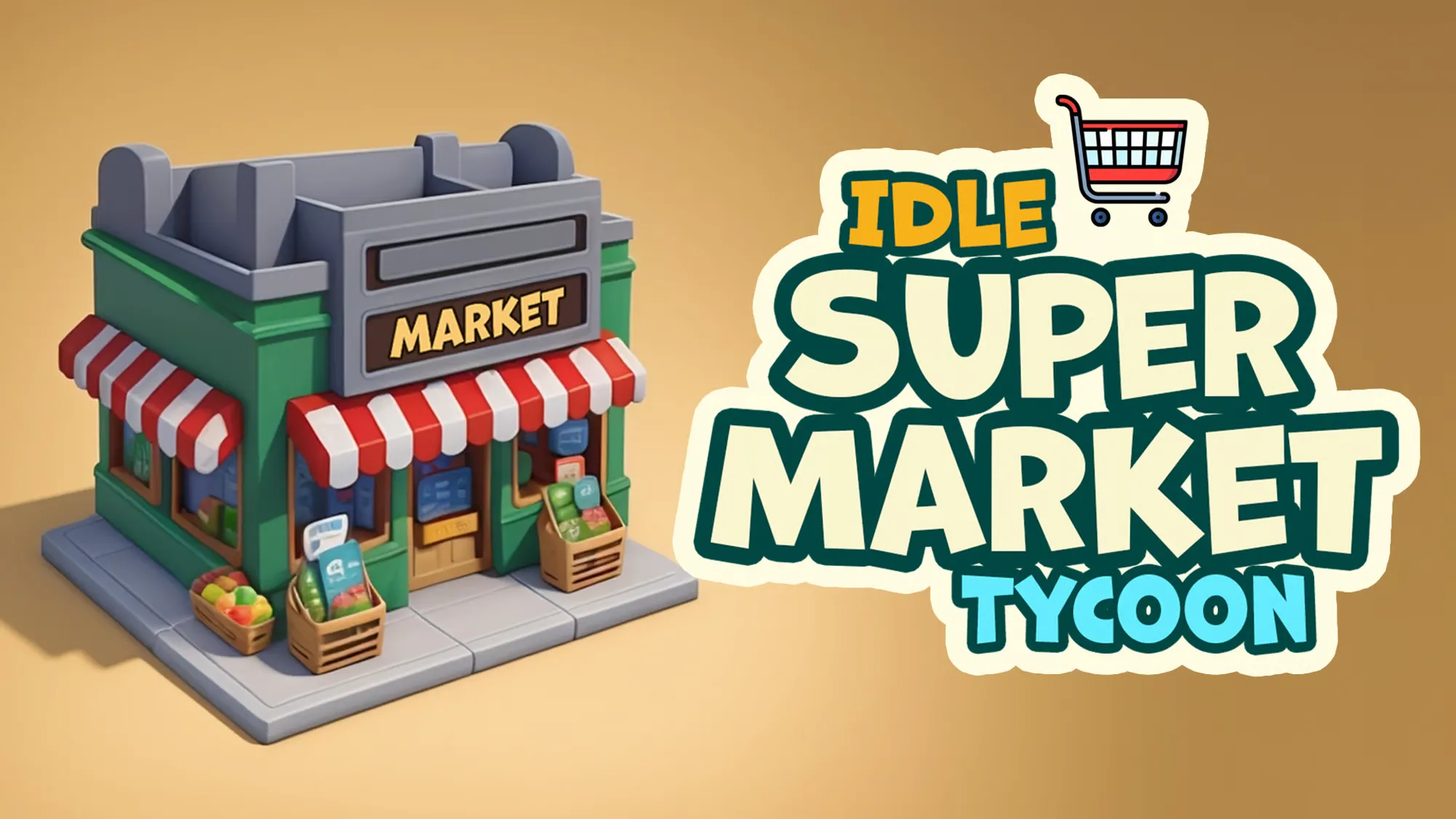 Idle supermarket tycoon online featuring a small store management simulation