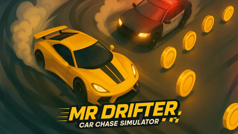 Car drifting game with a sports car racing through a glowing road