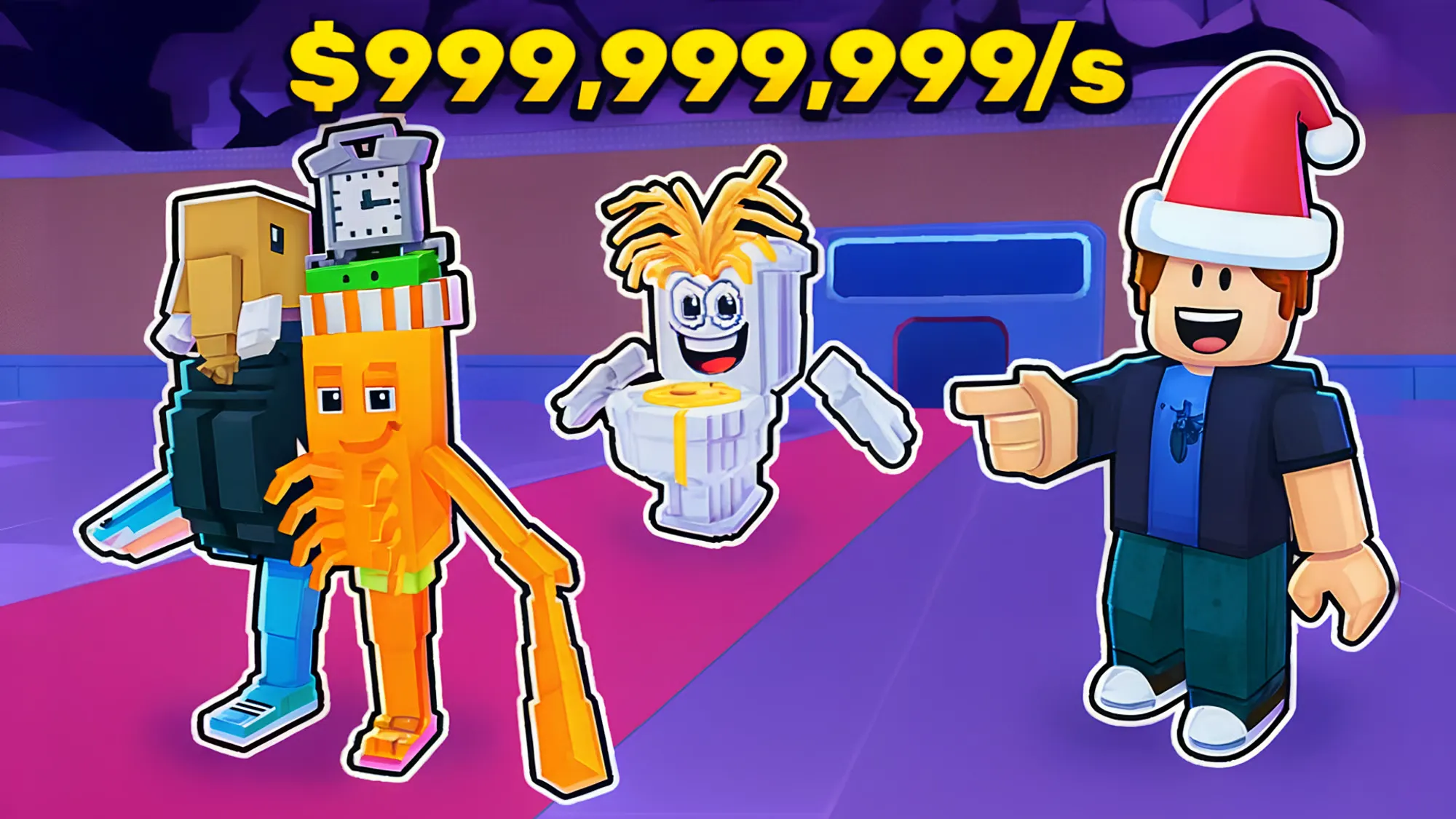 Cartoon characters standing in a colorful 3D game environment