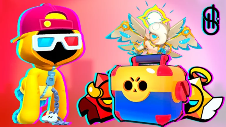 Bright cartoon game characters surrounding a colorful reward chest in a casual game scene