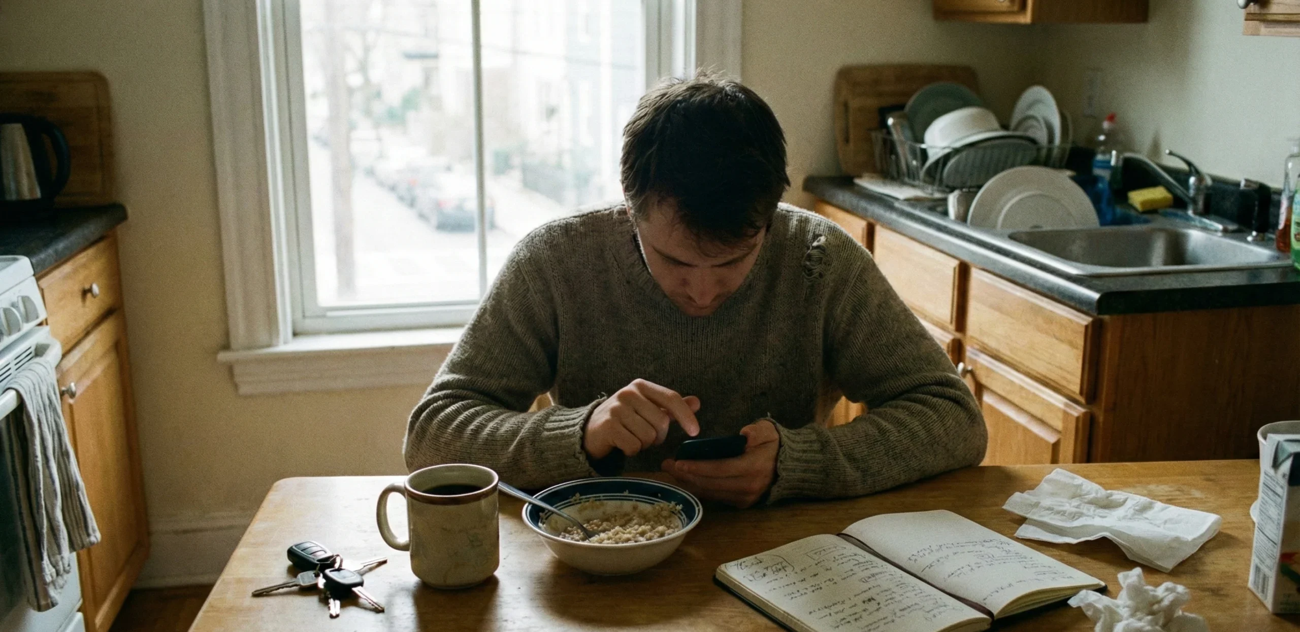 Digital habit shaping everyday life through constant smartphone use during a daily routine