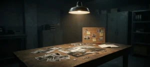 Best mystery series 2024 2025 cinematic investigation room scene with puzzle and evidence board