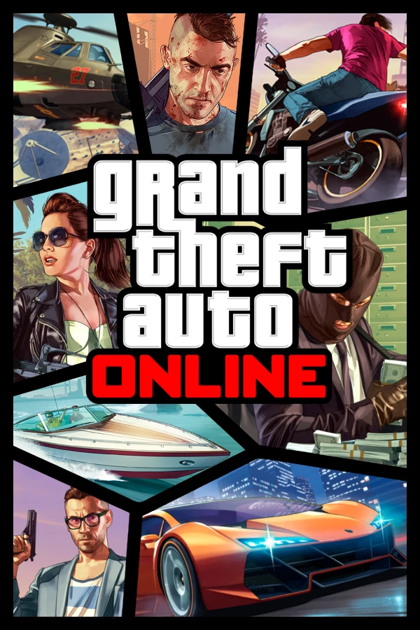 Grand Theft Auto Online social sandbox multiplayer cover art with urban open-world setting