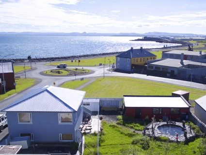 iceland coastal guesthouse small houses by the sea