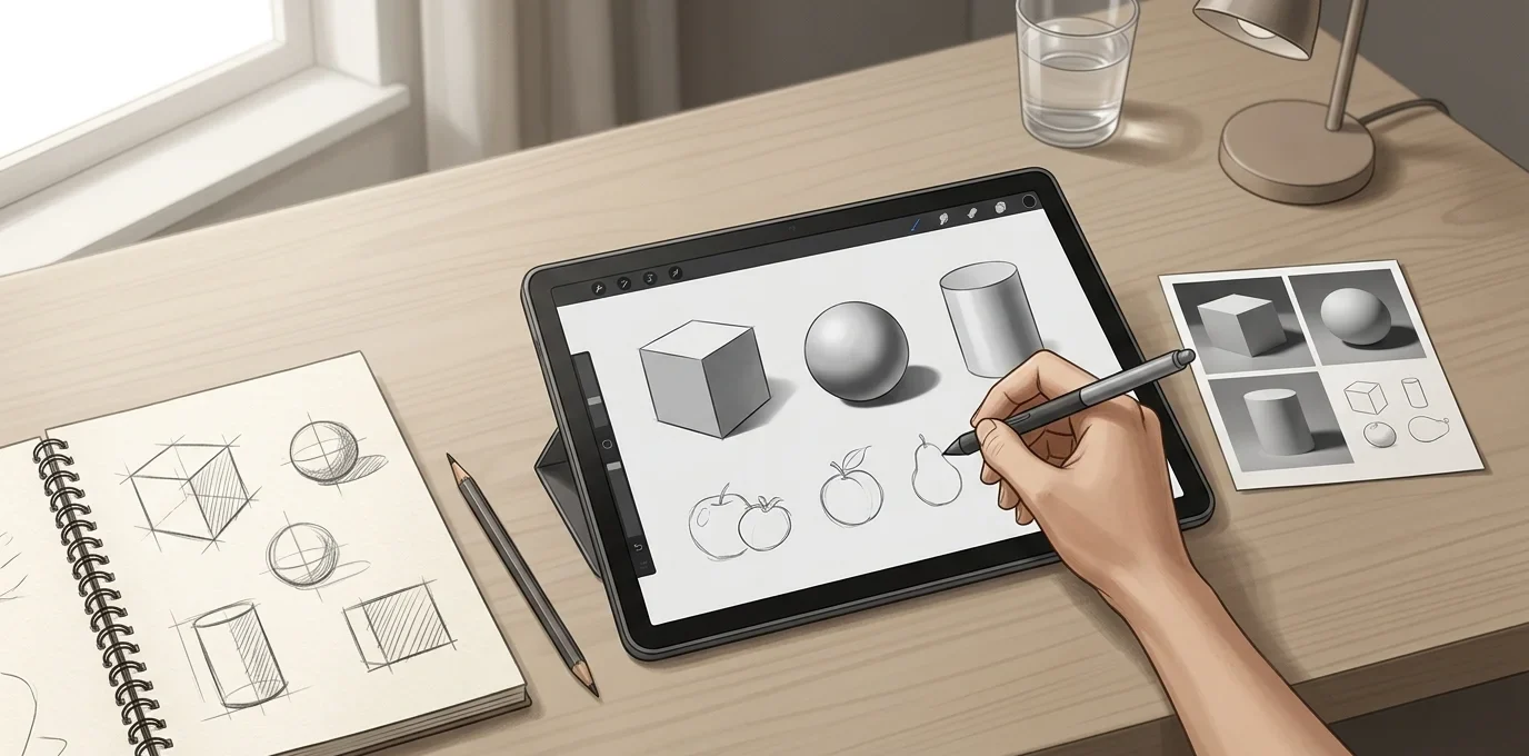 digital art for beginners without overwhelm basic shapes drawing on tablet