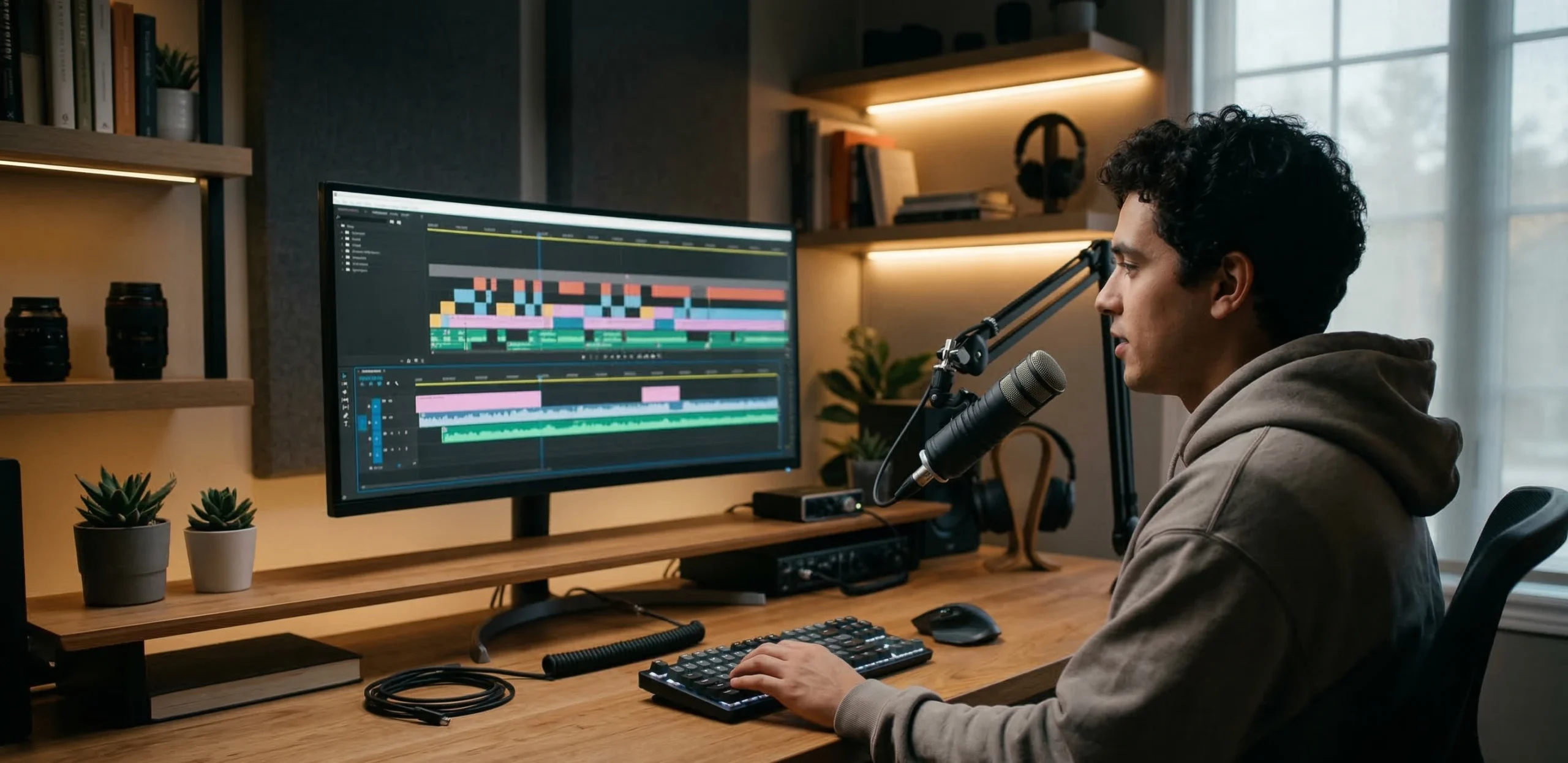 Computer setup used for recording tutorials gameplay or screen capture videos