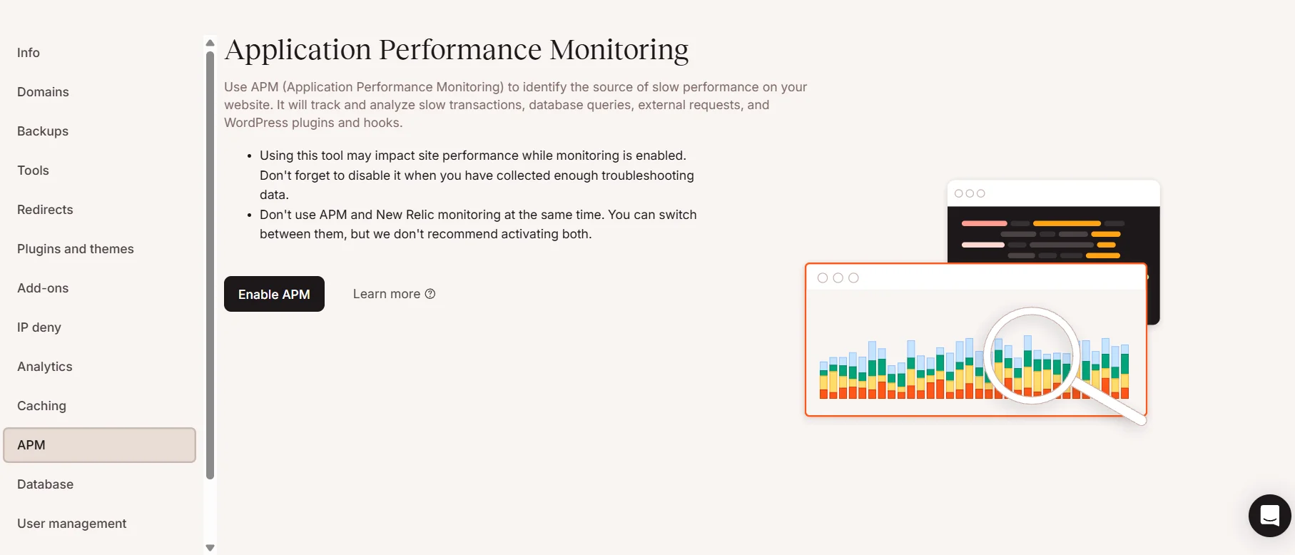 Kinsta hosting APM tool for identifying slow transactions and performance bottlenecks