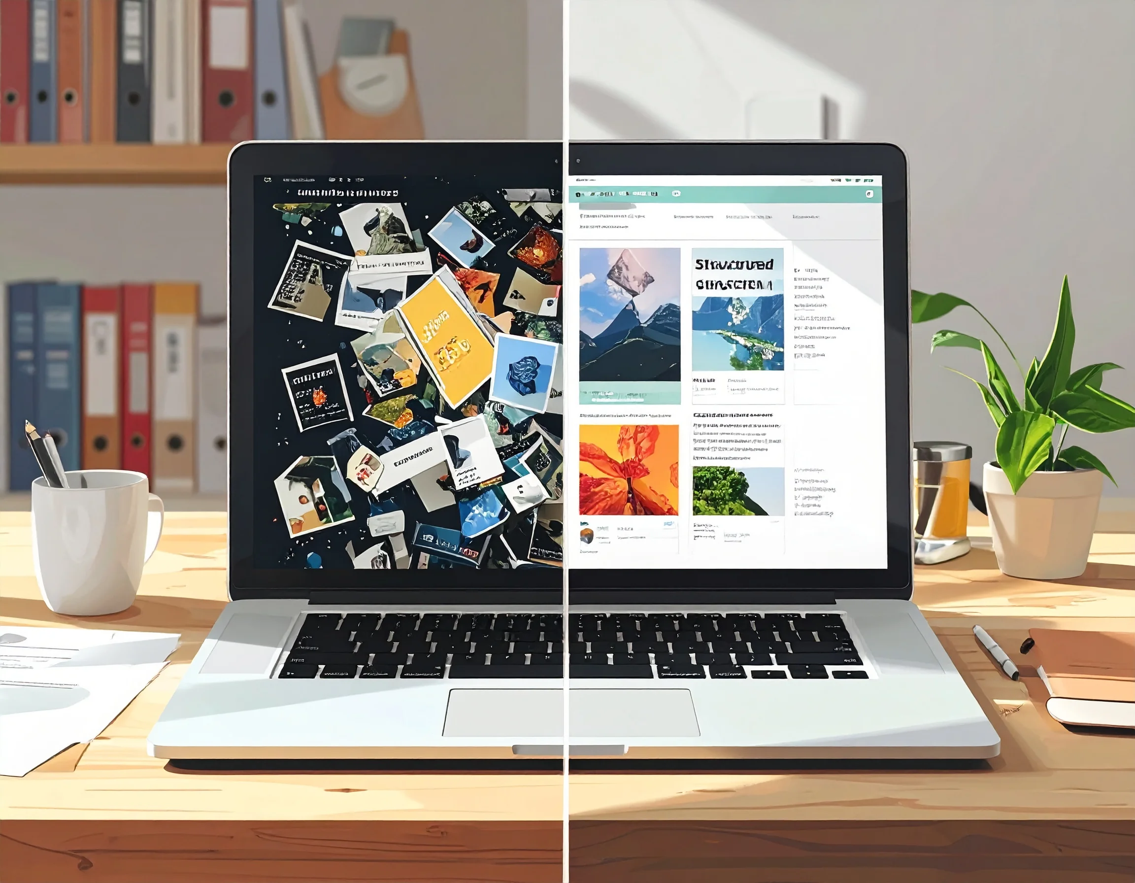 A cluttered blog layout with scattered articles, overlapping content, and no clear structure