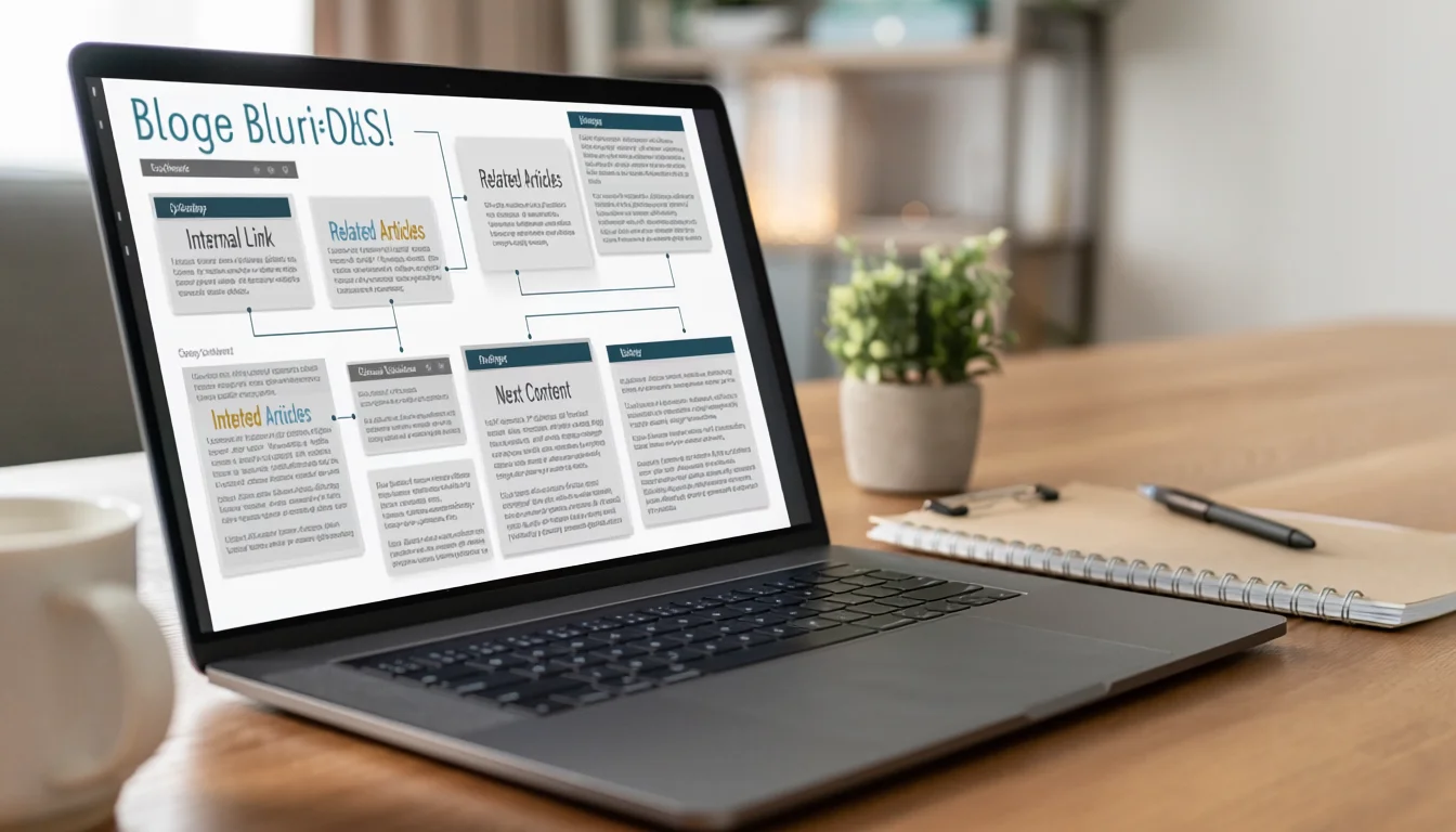 Multiple blog articles connected through internal links forming a structured network