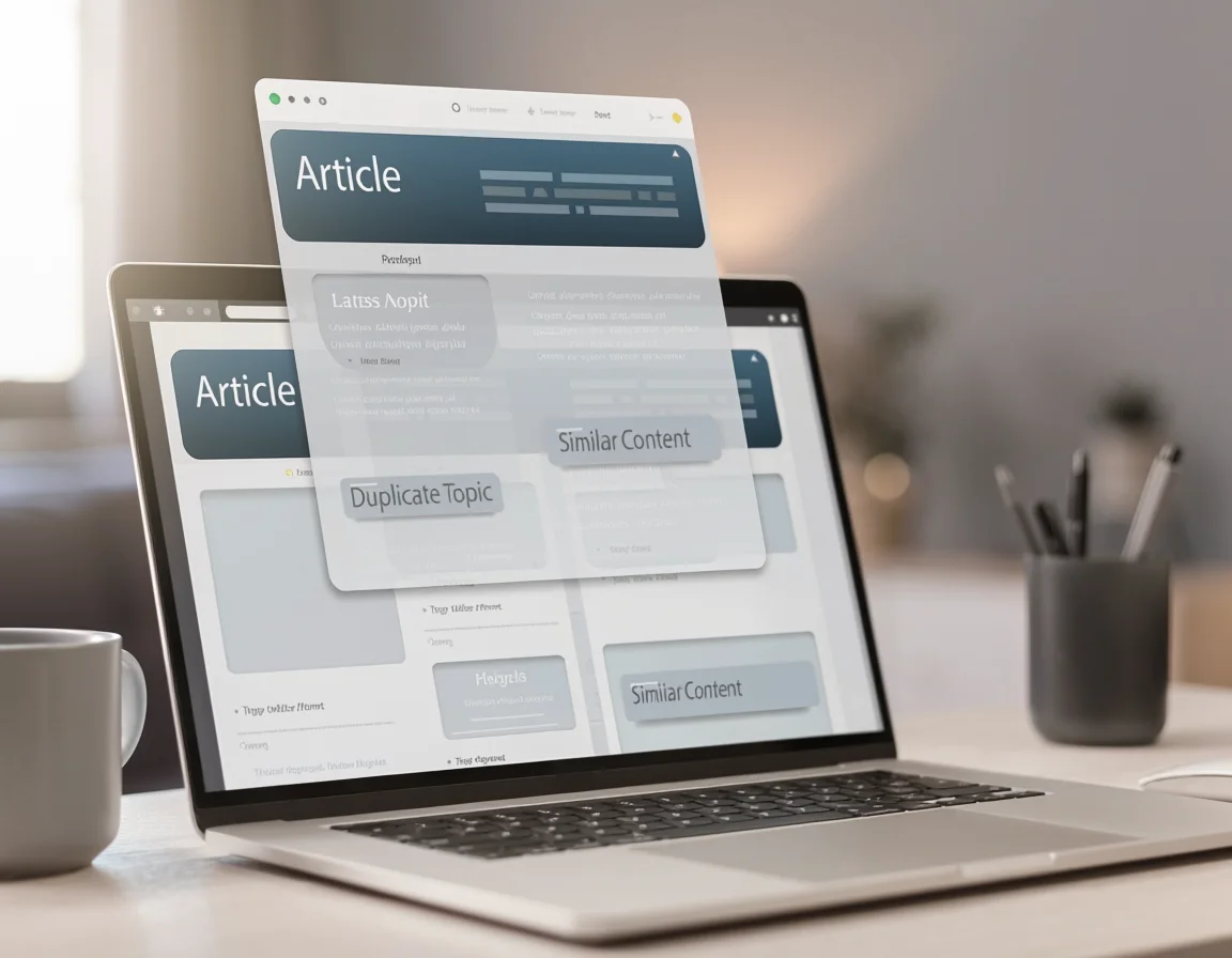 Overlapping blog content pages covering similar topics without clear differentiation