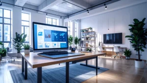 blog traffic not growing analytics dashboard on laptop screen in modern workspace