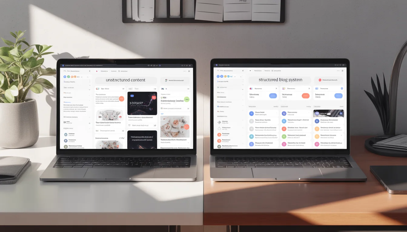 A network of connected content nodes representing internal linking and content relationships