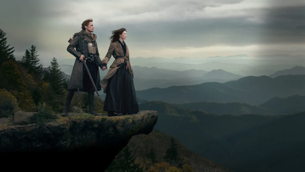 Caitriona Balfe and Sam Heughan as Claire and Jamie Fraser in Outlander