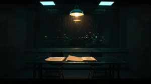 Best thriller series featured image with interrogation room setting