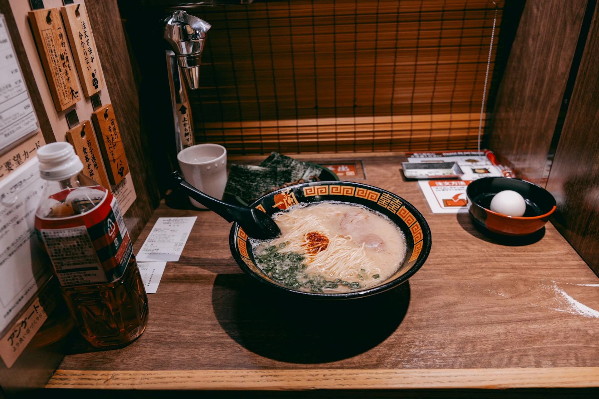 Bowl of tonkotsu ramen at a small Tokyo shop