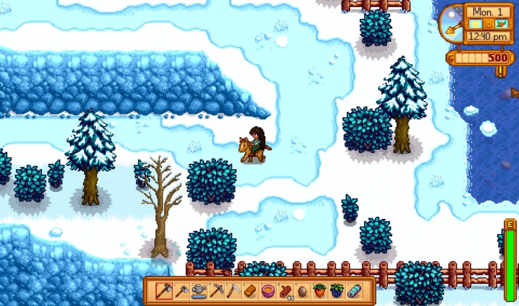 Stardew Valley multiplayer farm with four players sharing crops and community tasks