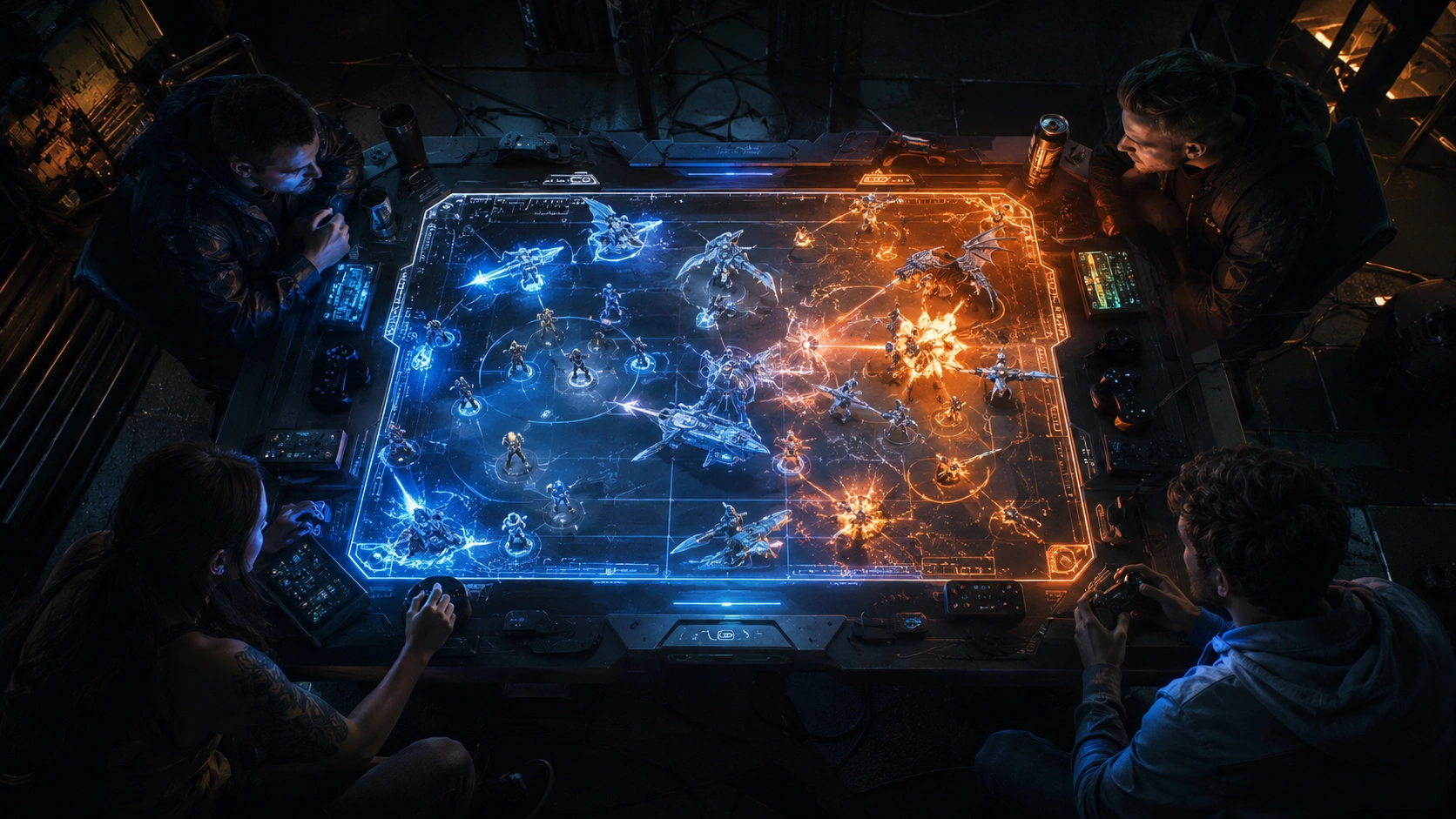 Best online multiplayer games 2026 holographic gaming table with four players